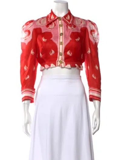 Pre-owned Zimmermann Linen Printed Top In Red