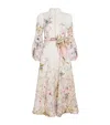 Zimmermann Rebellion Multicolor Midi Dress With Bow Detail On The Front And All-over Floral Print In Linen Woma In Multi