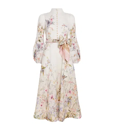 ZIMMERMANN LINEN REBELLION FLORAL MIDI DRESS