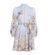 Zimmermann Rebellion Multicolor Midi Dress With Bow Detail On The Front And All-over Floral Print In Linen Woma In Blue