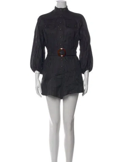 Pre-owned Zimmermann Linen Romper In Black
