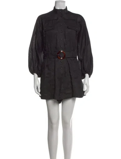 Pre-owned Zimmermann Linen Romper In Black