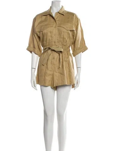 Pre-owned Zimmermann Linen Romper In Neutral