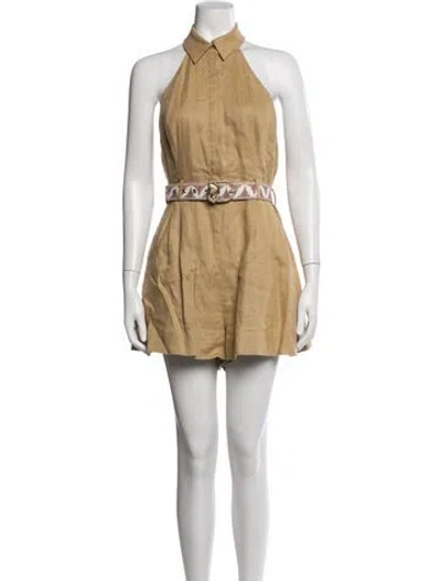 Pre-owned Zimmermann Linen Romper In Neutrals