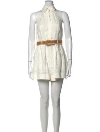 Pre-owned Zimmermann Linen Romper In Neutrals