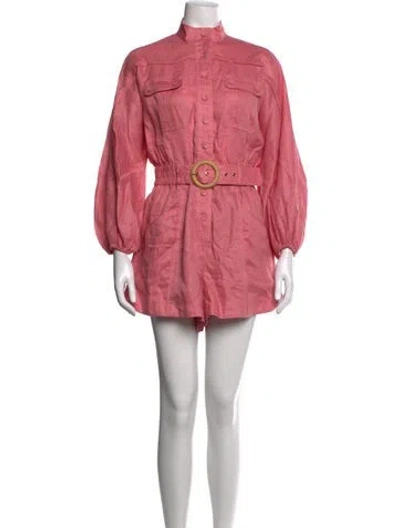 Pre-owned Zimmermann Linen Romper In Pink