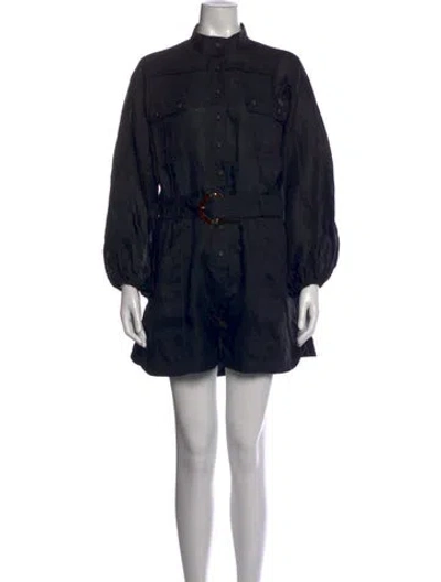 Pre-owned Zimmermann Linen Romper W/ Tags In Black