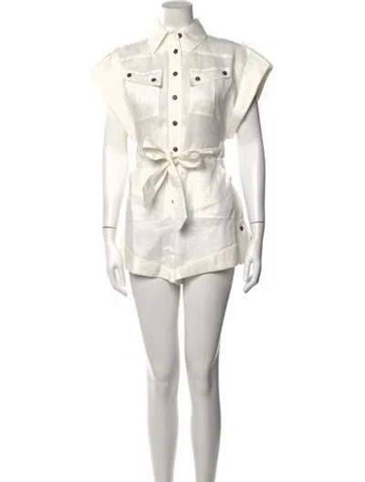 Pre-owned Zimmermann Linen Romper In White