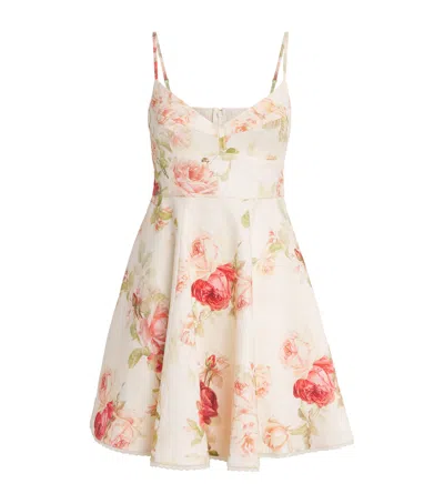 Zimmermann Linen Roselight Picnic Mini Dress In Multi