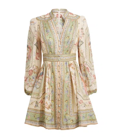 Zimmermann Linen Roselight Plunge Mini Dress