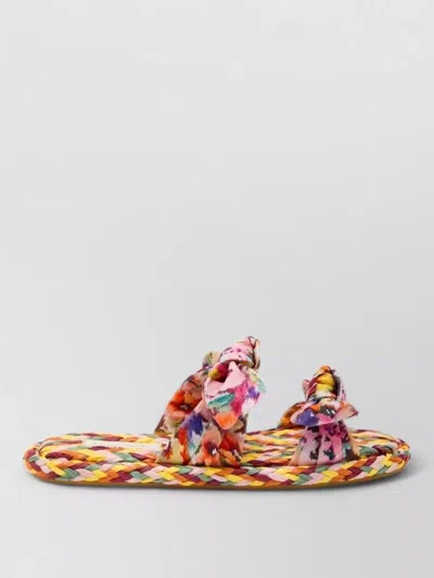 Zimmermann Linen Sandals Flat Sole Open Toe In Multi