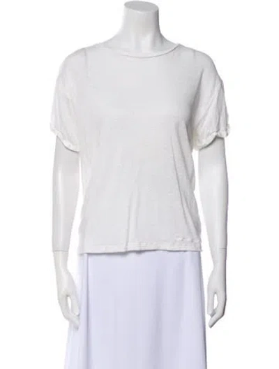 Pre-owned Zimmermann Linen Scoop Neck T-shirt In White