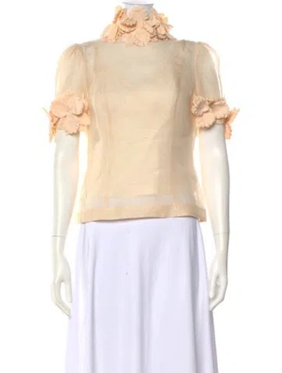Pre-owned Zimmermann Linen Short Sleeve Blouse In Neutral