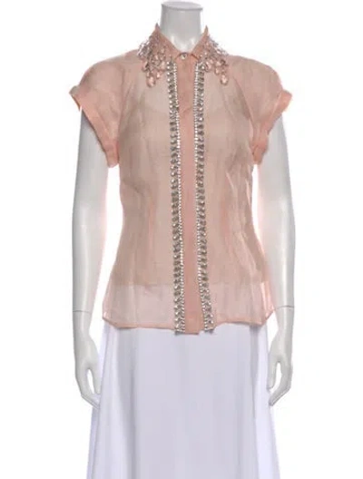 Pre-owned Zimmermann Linen Short Sleeve Blouse In Pink