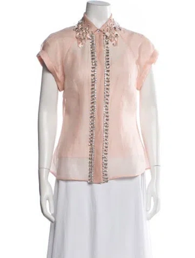Pre-owned Zimmermann Linen Short Sleeve Blouse In Pink