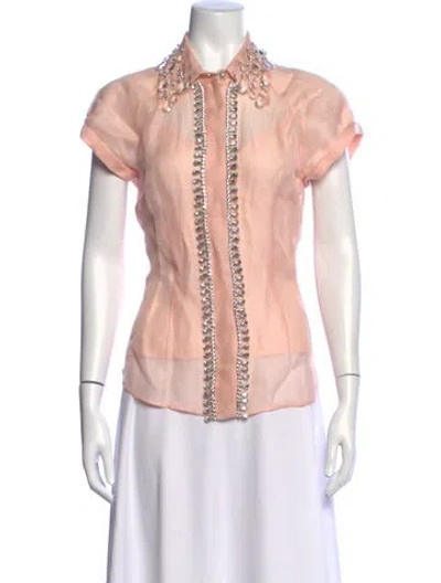 Pre-owned Zimmermann Linen Short Sleeve Blouse In Pink