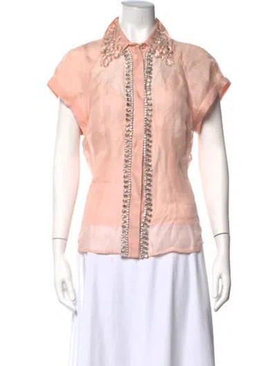 Pre-owned Zimmermann Linen Short Sleeve Blouse In Pink