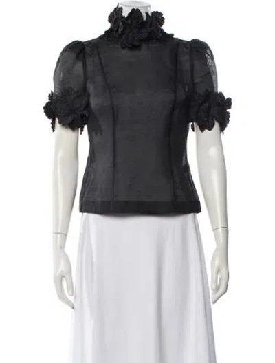 Pre-owned Zimmermann Linen Short Sleeve Blouse W/ Tags In Black