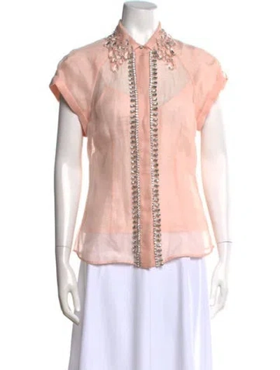 Pre-owned Zimmermann Linen Short Sleeve Blouse W/ Tags In Multi