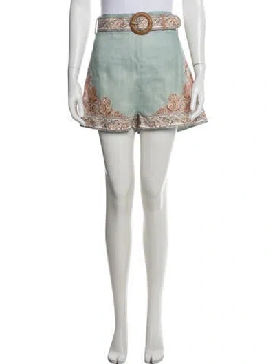 Pre-owned Zimmermann Linen Shorts In Blue