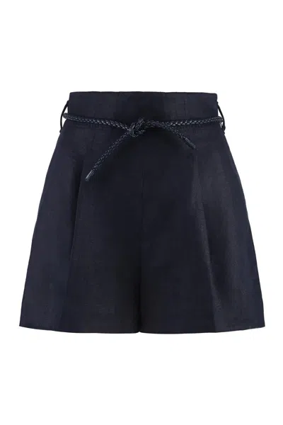 Zimmermann Linen Shorts In Navy