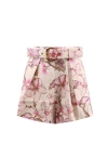ZIMMERMANN LINEN SHORTS WITH ALL-OVER FLORAL PRINT