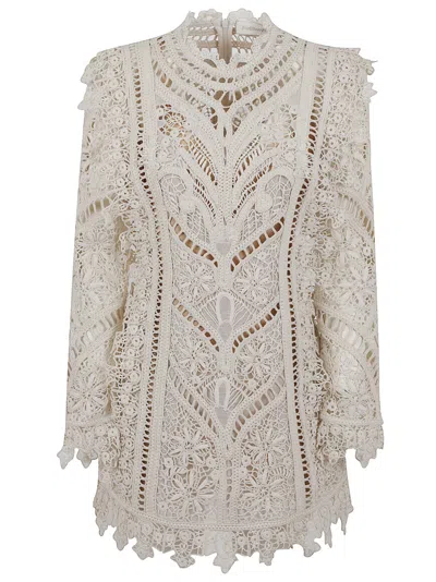 Zimmermann Linen-silk Blend Dress With Lace Detailing