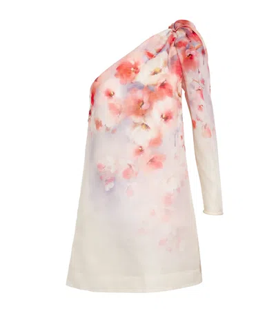 Zimmermann Crush Asymmetrical Mini Dress In Pink