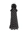 Zimmermann Crush Rosette Polka-dot Linen-silk Maxi Dress In Black