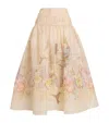 Zimmermann Women Ivory Linen And Silk Drawn Illuminate Midi Skirt In Neutral