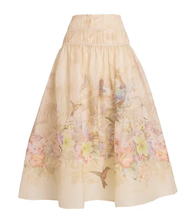 ZIMMERMANN LINEN-SILK MIDI SKIRT