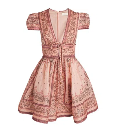 Zimmermann Linen-silk Paisley Dress In Pink