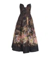 Zimmermann Illuminate Draped Midi Dress In Black Tropical In Black