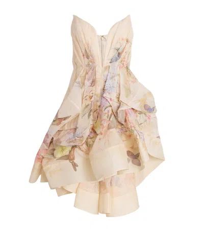 Zimmermann Illuminate Draped Mini Dress In Ivory Tropical