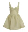 Zimmermann Rebellion Linen And Silk Organza Minidress In Green
