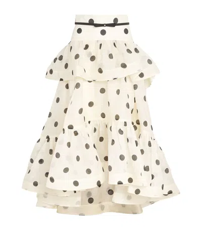 ZIMMERMANN LINEN-SILK TIERED MIDI SKIRT