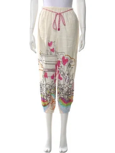 Pre-owned Zimmermann Linen Skinny Leg Pants In Neutral