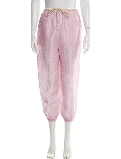 Pre-owned Zimmermann Linen Skinny Leg Pants In Pink