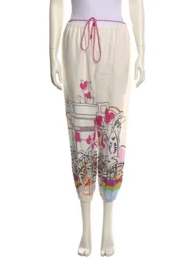 Pre-owned Zimmermann Linen Skinny Leg Pants In White