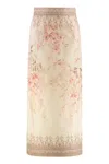 Zimmermann Women Pink Linen Illuminate Midi Pencil Skirt In Neutral