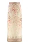 Zimmermann Pink Linen Illuminate Midi Pencil Skirt