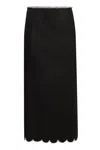 Zimmermann Crush Crystal-embellished Scalloped Linen Midi Skirt In Black