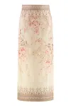 Zimmermann Women Pink Linen Illuminate Midi Pencil Skirt In Neutral