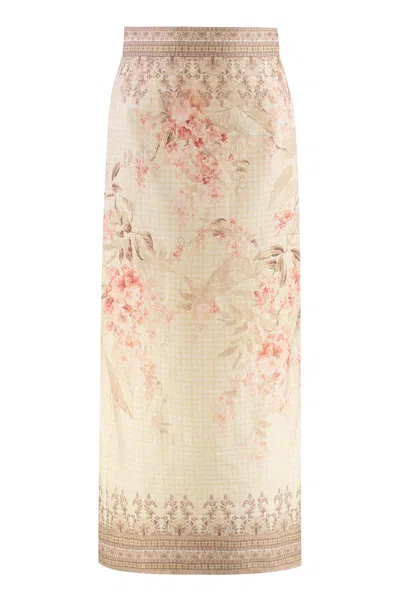 Zimmermann Illuminate Pencil Midi Skirt In Neutral