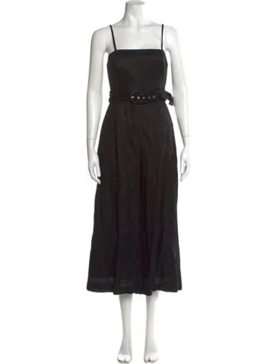 Pre-owned Zimmermann Linen Square Neckline Jumpsuit In Black