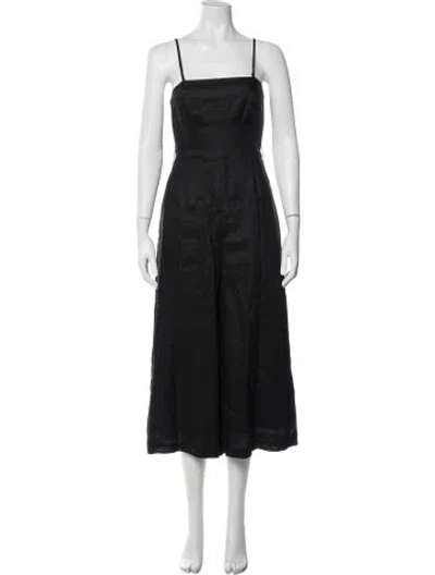 Pre-owned Zimmermann Linen Square Neckline Jumpsuit In Black
