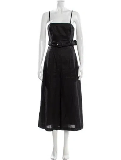 Pre-owned Zimmermann Linen Square Neckline Jumpsuit In Gray