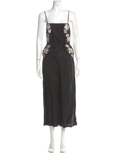 Pre-owned Zimmermann Linen Square Neckline Jumpsuit In Gray