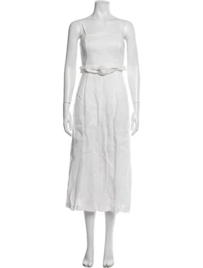 Pre-owned Zimmermann Linen Square Neckline Jumpsuit In White