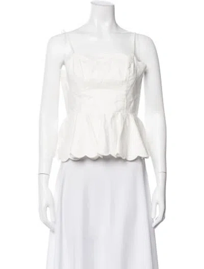 Pre-owned Zimmermann Linen Square Neckline Top In White